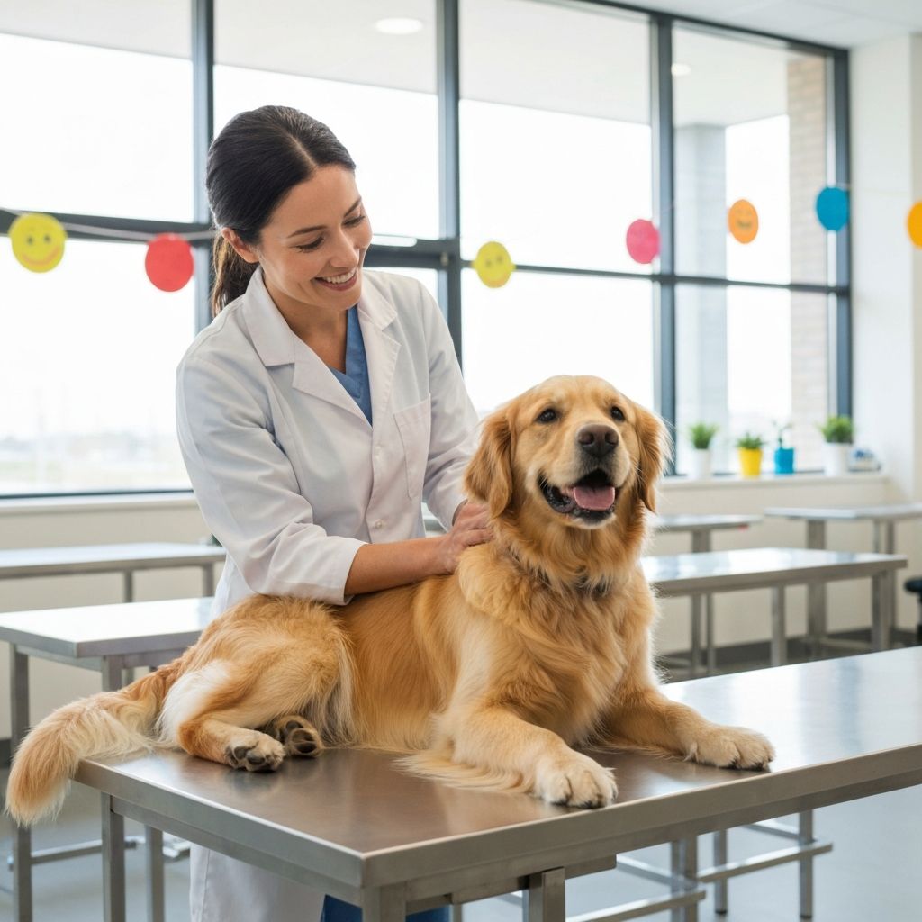 Veterinaria che cura un cane